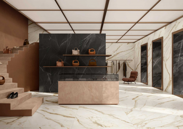 Close-up Caesar Marble Inspiration polished finish showing veining depth