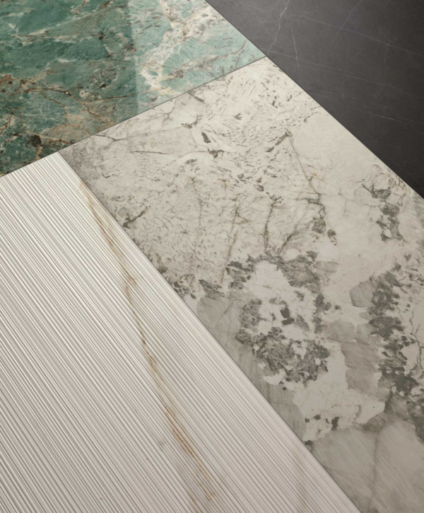 Caesar Marble Inspiration Silk finish large slab wall installation in UAE luxury